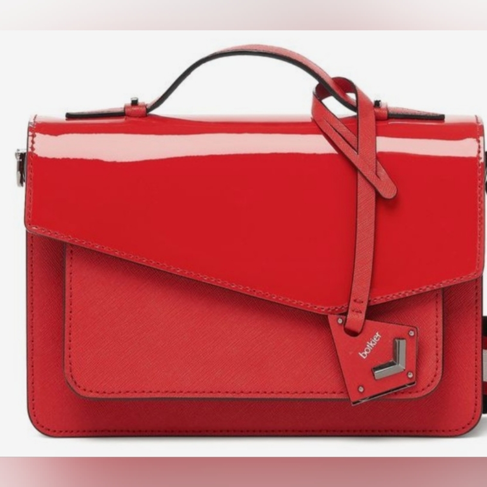 Botkier Cobble Hill Crossbody Bag in Red Patent Leather.